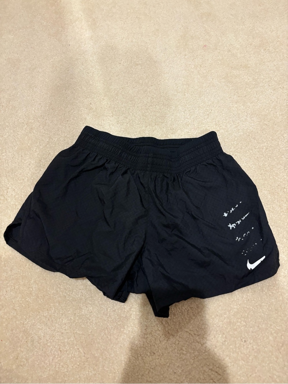 Nike Women’s Black Athletic Shorts with White Logo